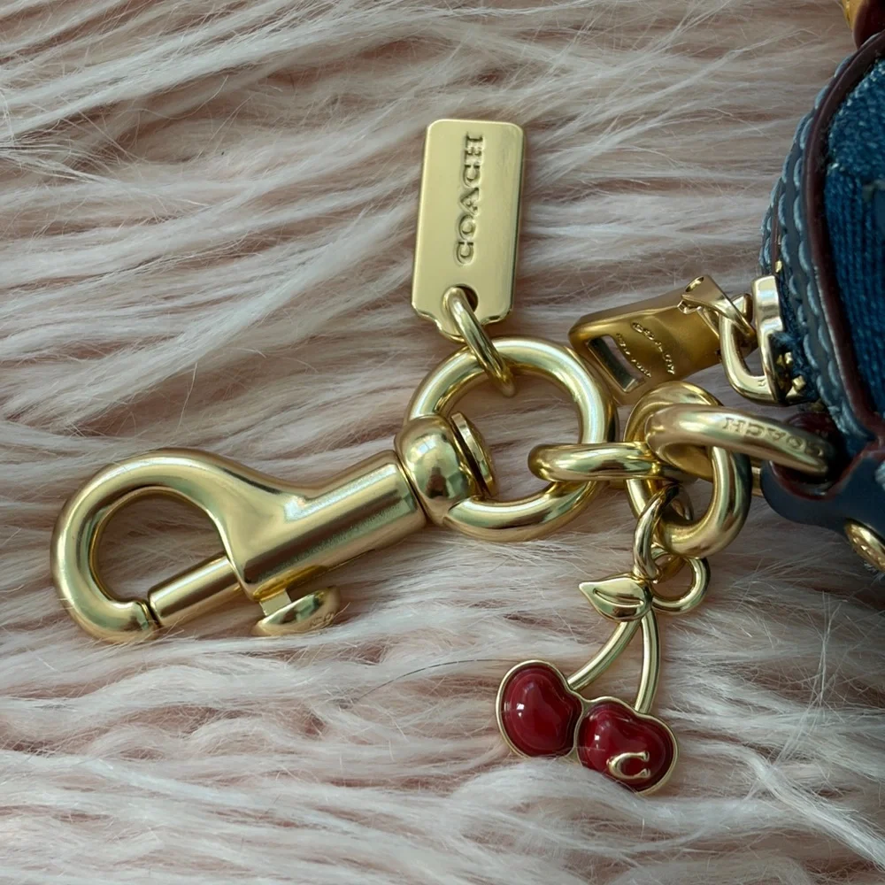 Mini Denim Rowan Charm/Keychain by Coach BNWT.
